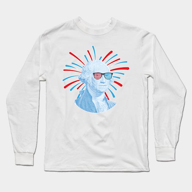 George Washington with Glasses Long Sleeve T-Shirt by Just for Shirts and Grins